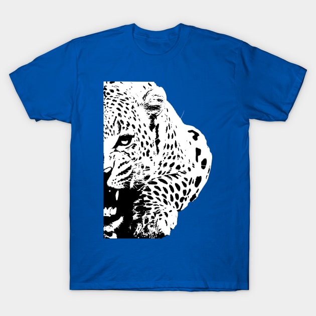 Leopard  B&W T-Shirt by GrizzlyVisionStudio